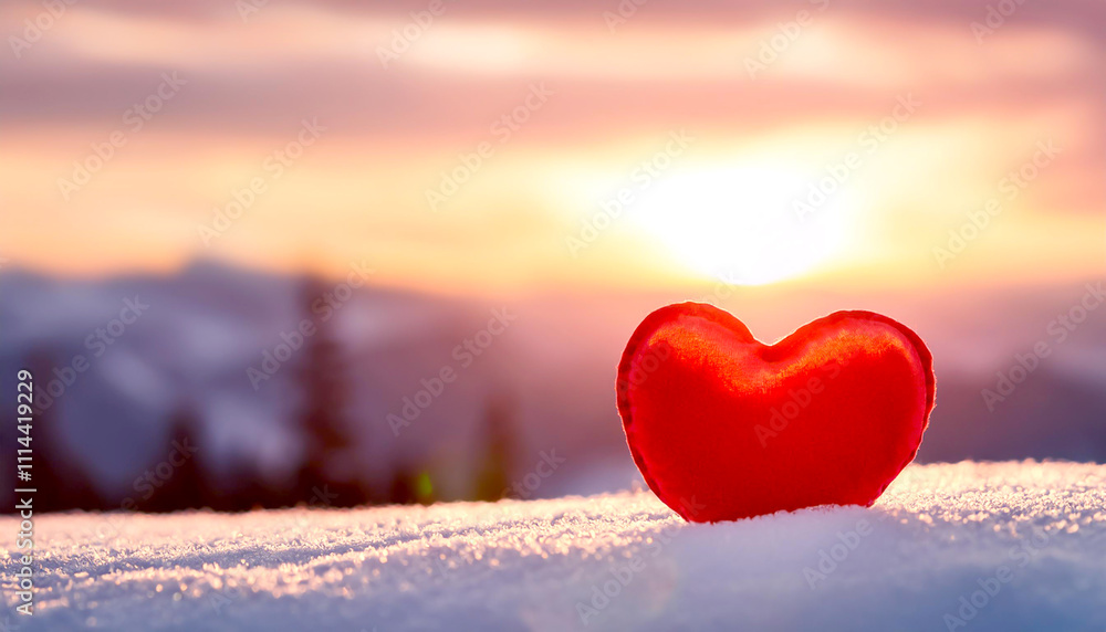 Fototapeta premium Rotes Herz im Schnee