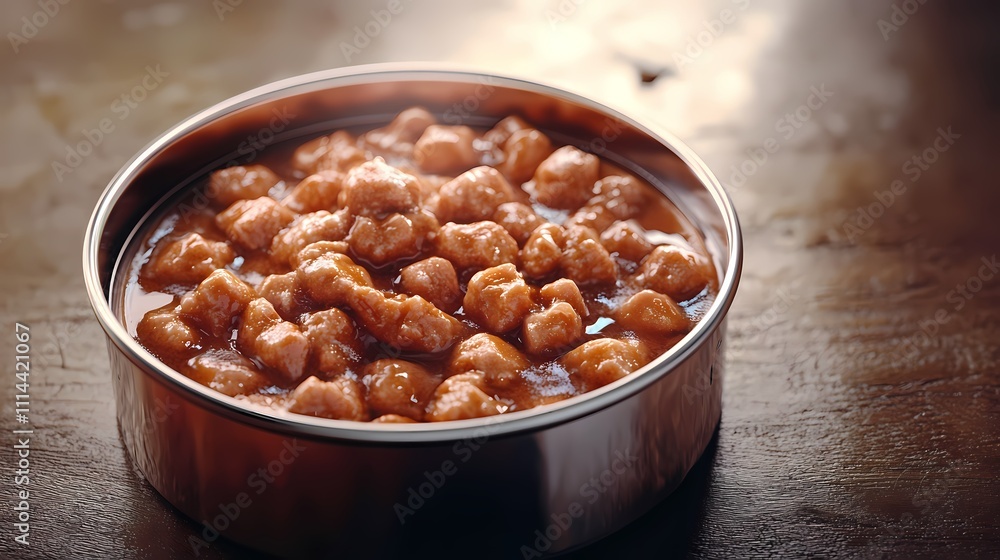 Delicious pet food, featuring tender bites in a savory gravy, perfect for satisfying your furry friend's appetite. Delicious pet food, featuring tender bites in a savory gravy, perfect for satisfying your furry friend's appetite.