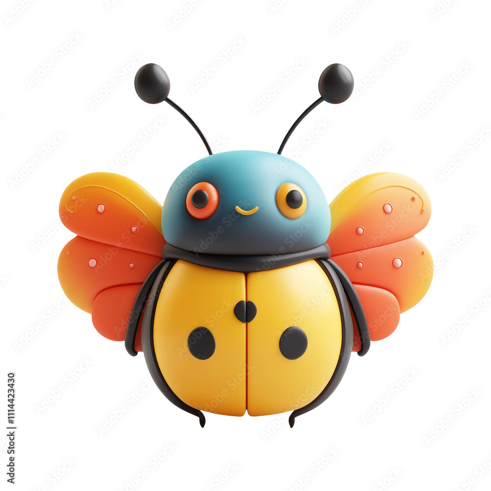 Obraz premium Colorful Cartoon Bee Character on Transparent Background