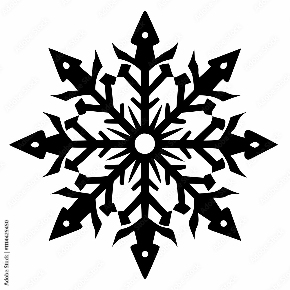 Snowflake vector silhouette black design white background Snowflake vector silhouette black design white background