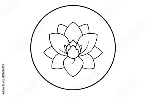 A simple Bloom Circle line art vector white background