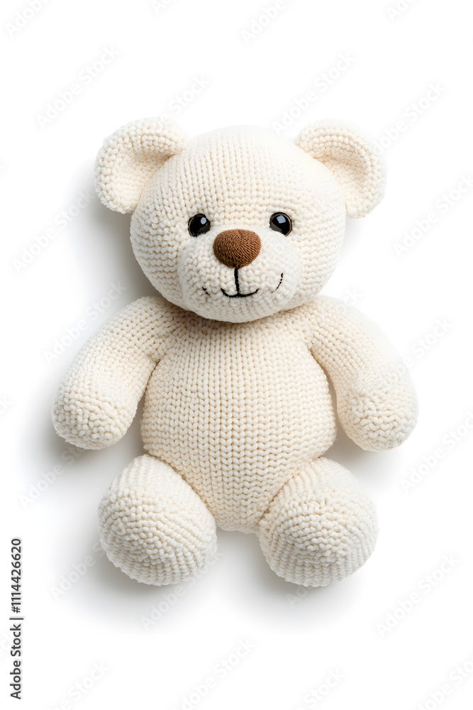 Obraz premium White teddy bear toy, isolated on white background