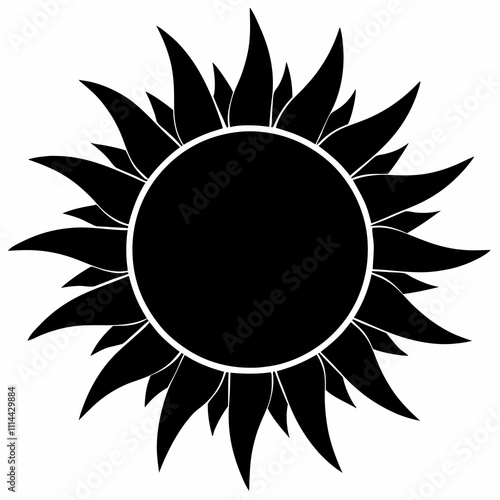 Sun vector silhouette black design white background