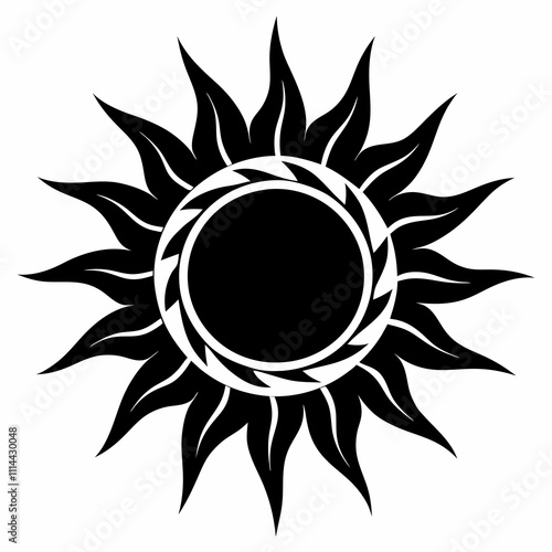 Sun vector silhouette black design white background