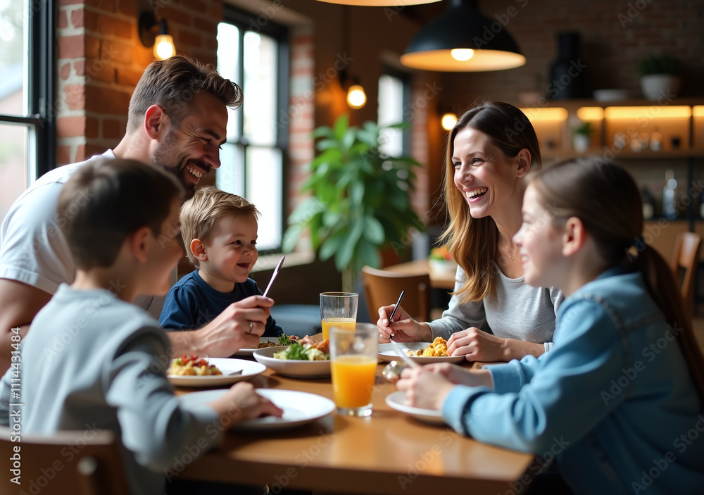 big family enjoys modern lunch feast delicious meals stylish loft industrial decor warm cozy atmosphere big family enjoys modern lunch feast delicious meals stylish loft industrial decor warm cozy atmosphere