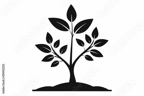 Simple Silhouette of Sapling Stories in Black Vector Art