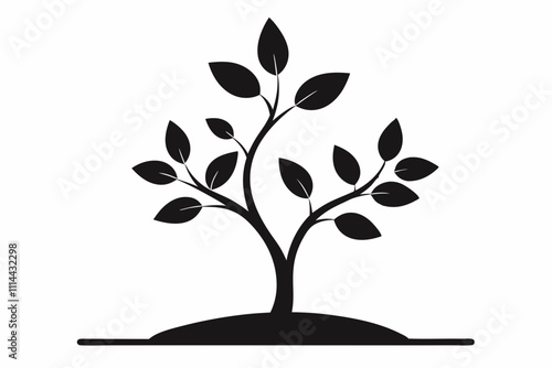 Simple Silhouette of Sapling Stories in Black Vector Art