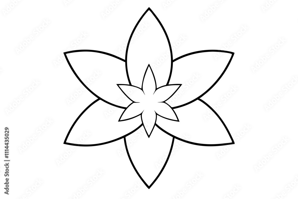 A simple Blossom Star line art vector white background A simple Blossom Star line art vector white background