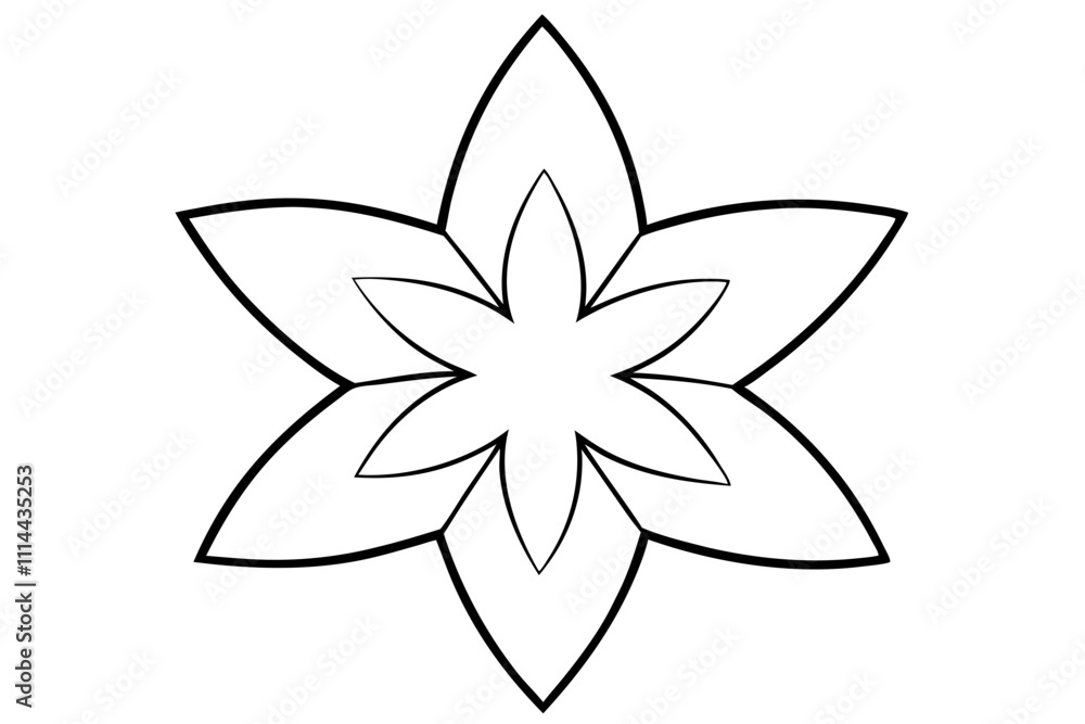 A simple Blossom Star line art vector white background A simple Blossom Star line art vector white background