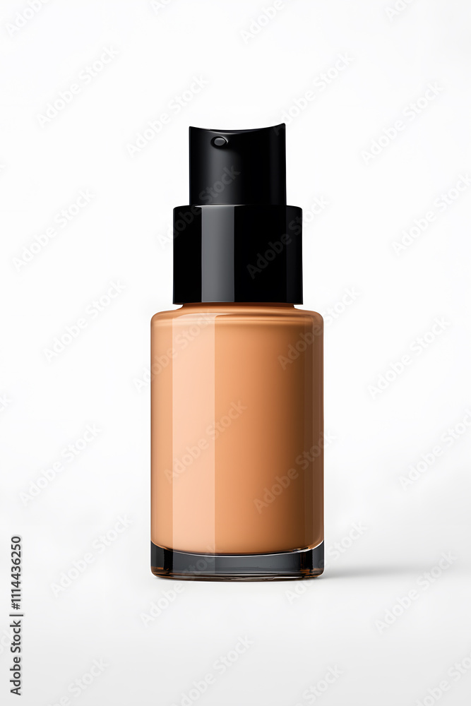 Realistic Liquid makeup foundation glass bottle with foundation beige splash, isolated on white background. Realistic Liquid makeup foundation glass bottle with foundation beige splash, isolated on white background.
