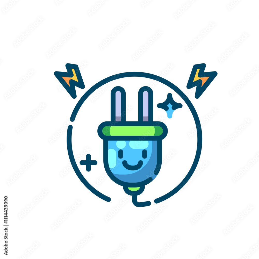 llustration fill icon of a electric plug llustration fill icon of a electric plug