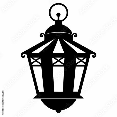 Lantern vector silhouette black design white background