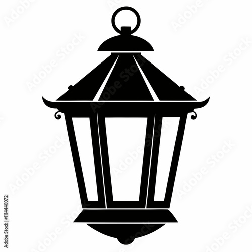 Lantern vector silhouette black design white background