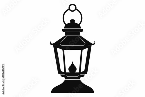 Lantern vector silhouette black design white background