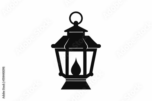 Lantern vector silhouette black design white background