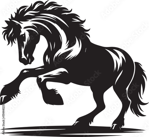 Horse pawing the ground with impatience black vector silhouette