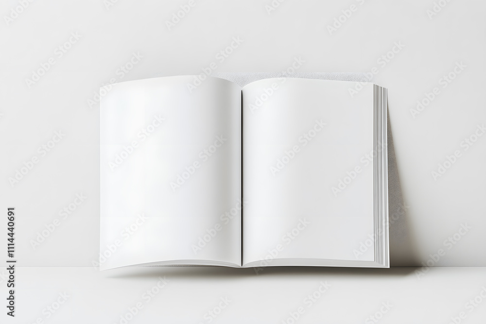 Magazine or book mockup top view. Blank page or notepad on solid background. Magazine or book mockup top view. Blank page or notepad on solid background.