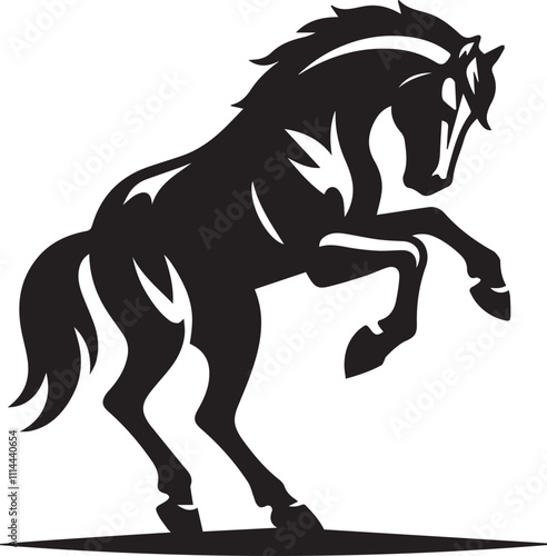 Horse pawing the ground with impatience black vector silhouette