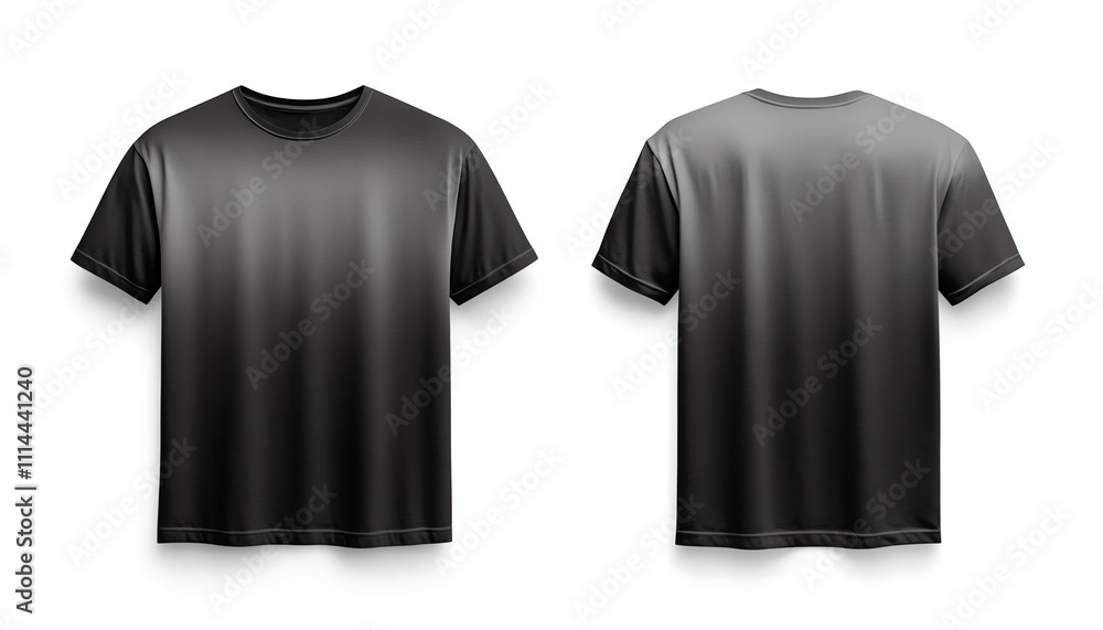 Display front and back mockup of a t-shirt featuring a design studio digital content neutral background dual perspective graphic art concept Display front and back mockup of a t-shirt featuring a design studio digital content neutral background dual perspective graphic art concept