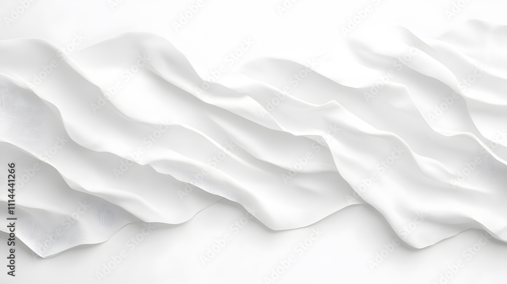 Obraz premium Elegant and minimalist white wave texture. Abstract smooth elegant white fabric silk texture soft background, flowing satin waves