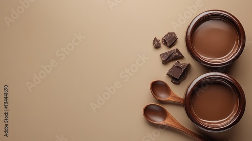 France Chocolate Pots De Crme With Copy Space photo