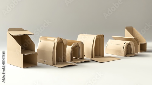 Wallpaper Mural A series of cardboard boxes are lined up, each with a different shape and size Torontodigital.ca