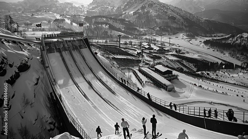 Ski Jumping Ramp in the Snowy Mountains