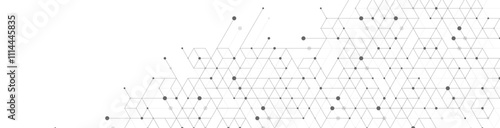 Technology abstract background lines, dots and hexagons. Hexagonal digital concept for poster, banner, header, footer, presentation template.