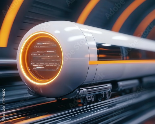 Closeup of a futuristic Hyperloop terminal s digital interface, symbolizing smart travel technology photo