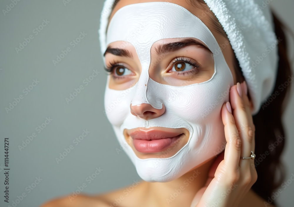 woman wore beautiful facial mask delicate woman wore beautiful facial mask delicate