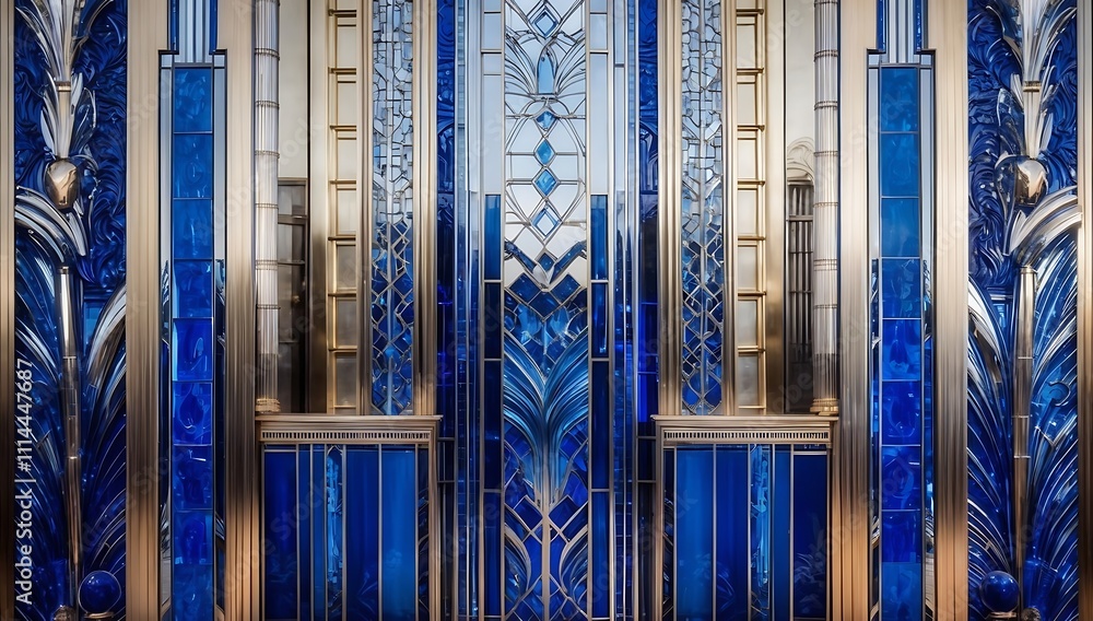 Obraz premium intricately patterned blue glass and metallic accents converge in a dazzling display of luxury