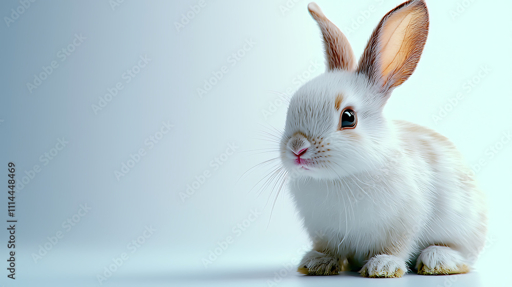 Obraz premium A white rabbit is sitting on a white background