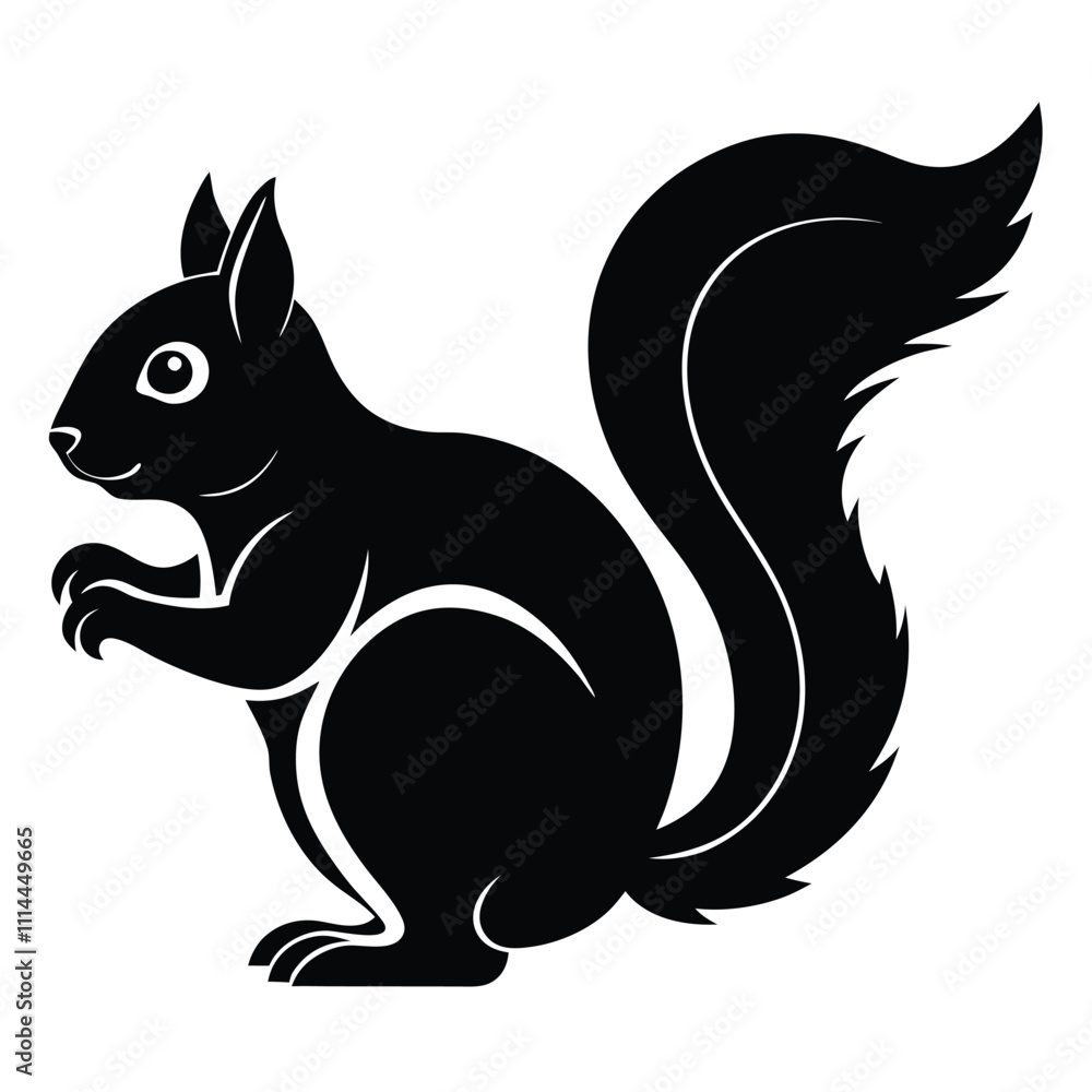 Fototapeta premium squirrel silhouette vector white background.