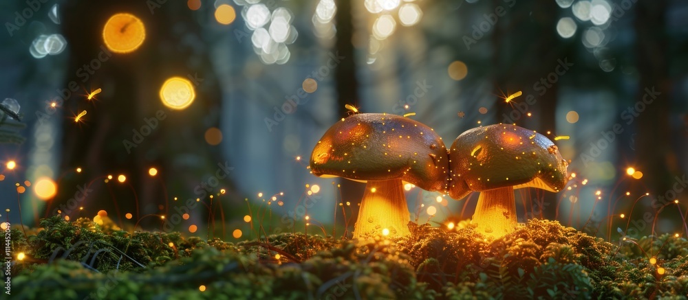 Enchanted Mushrooms in a Forest