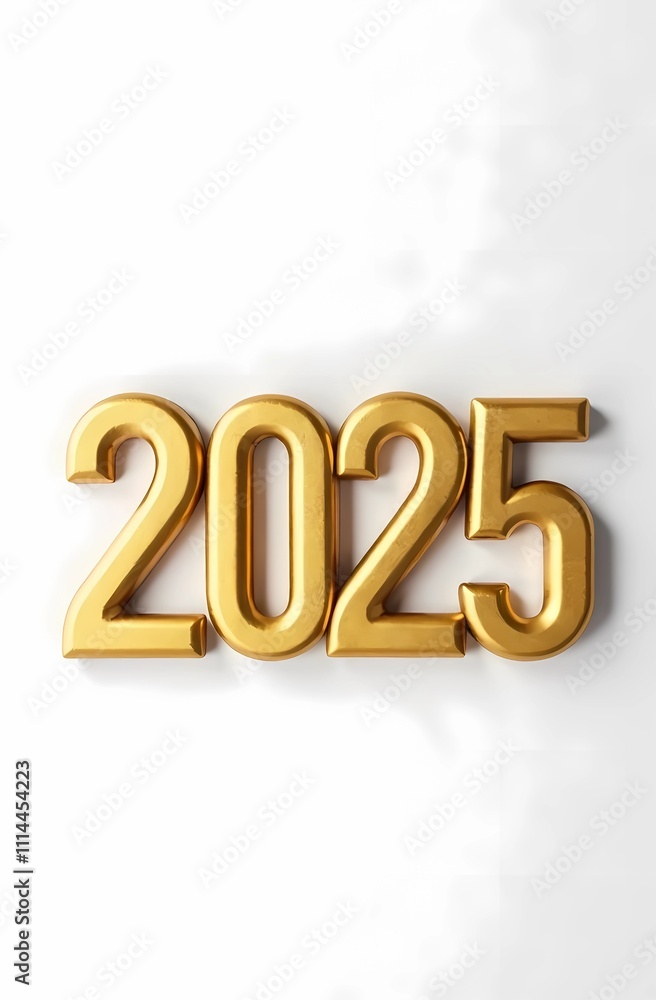 2025 Happy New Year 3d number gold isolated on white background 2025 Happy New Year 3d number gold isolated on white background