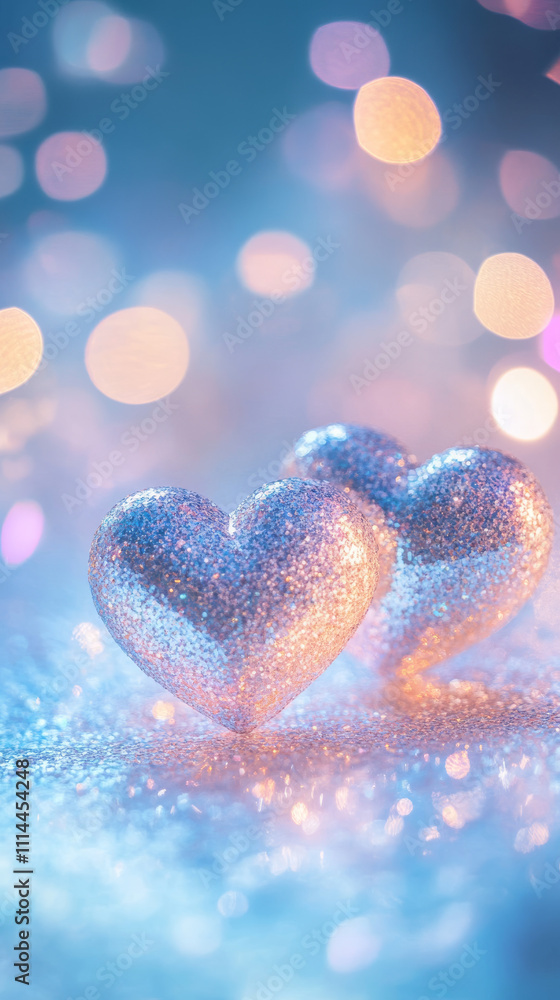 Pastel Glitter Hearts: Ethereal Valentine's Background Pastel Glitter Hearts: Ethereal Valentine's Background