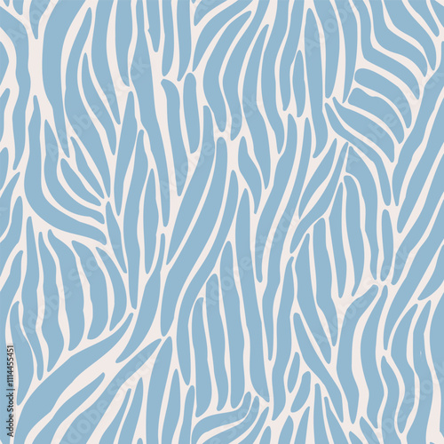 Abstract blue and white pattern resembling organic shapes and flowing lines. The design creates a soothing visual texture, perfect for backgrounds, textiles, and modern art applications