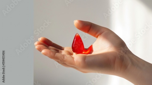 Red Teardrop Held in Open Palm