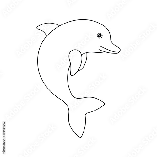 Hand drawn kids drawing dolphin cartoon isolated