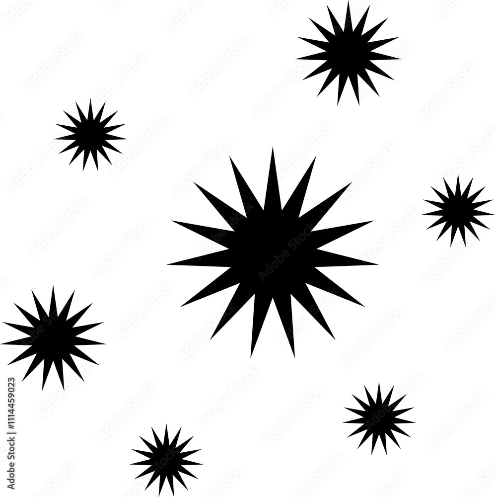 Minimalist silhouette stars icon set, twinkle shining star shape symbols, icons, elements. Modern geometric sparkle black silhouettes sign Minimalist silhouette stars icon set, twinkle shining star shape symbols, icons, elements. Modern geometric sparkle black silhouettes sign