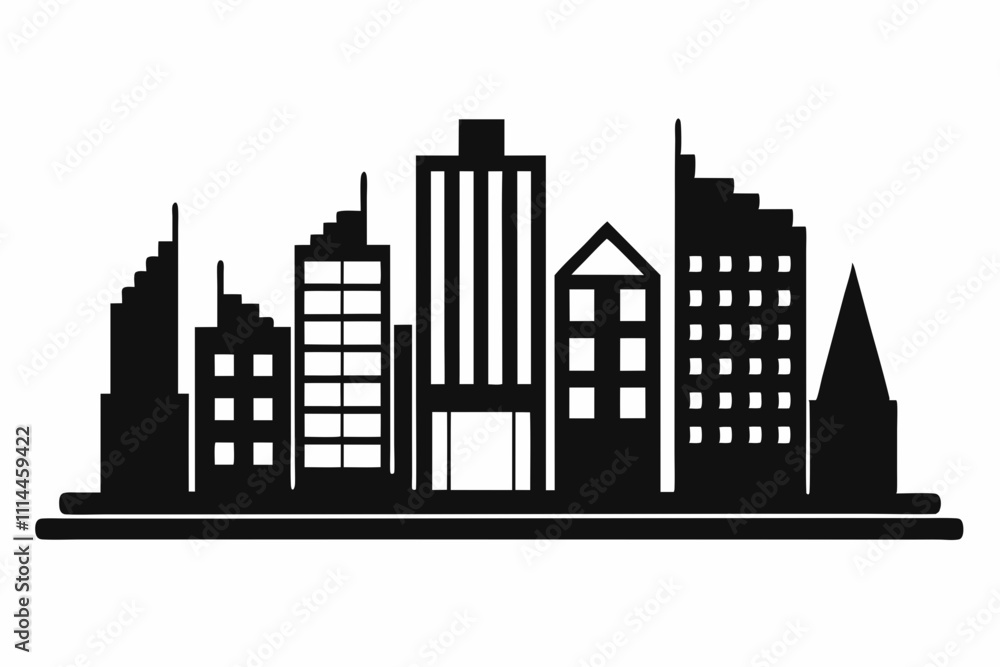 Obraz premium Urban Blueprint Minimalist Black Silhouette Vector Design