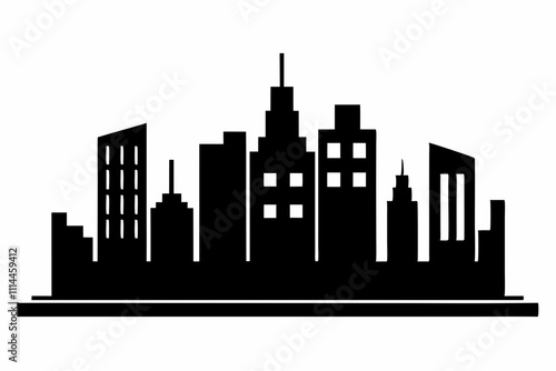 Urban Blueprint Minimalist Black Silhouette Vector Design