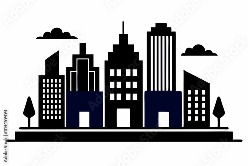 Urban Blueprint Minimalist Black Silhouette Vector Design