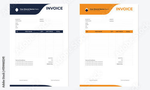 Simple Minimalistic Creative Invoice Template Design with Ellipse.