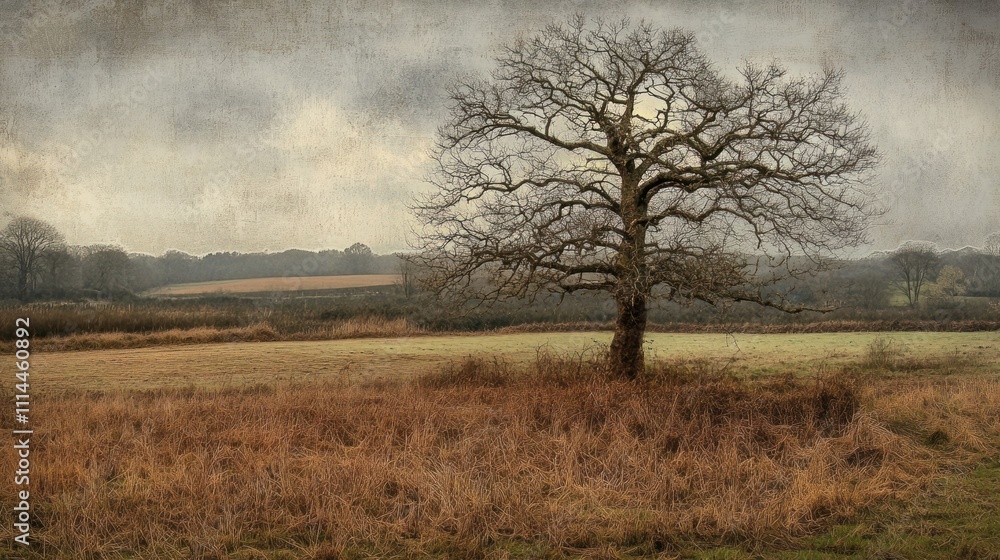 Fototapeta premium Solitary Winter Tree in a Calm Landscape