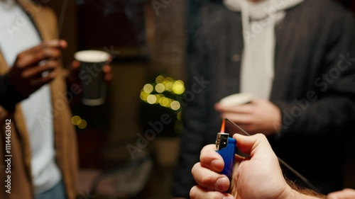 Wallpaper Mural Lighting a sparkler at a gathering while friends enjoy drinks and conversation in a cozy winter setting Torontodigital.ca