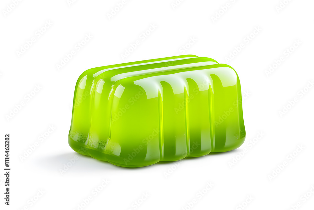 Green Jelly Candy, isolated on white background