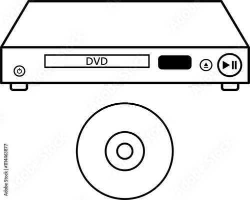 Reproductor DVD con disco en Blanco y negro. Icono de entretenimiento para folleto, app, pagina web, etc.