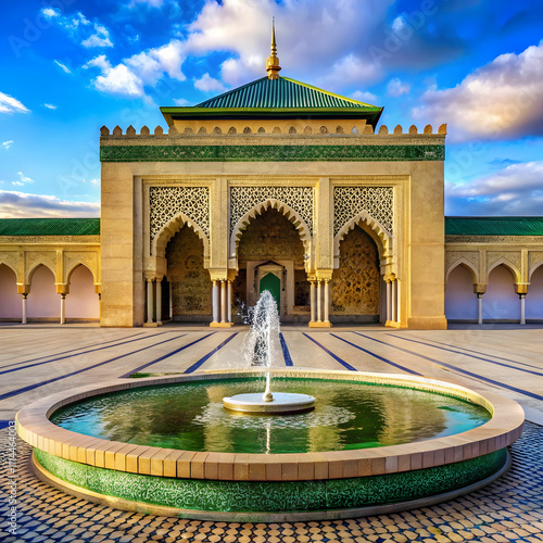 fountain at the mausoleum of mohammed v in rabat photo