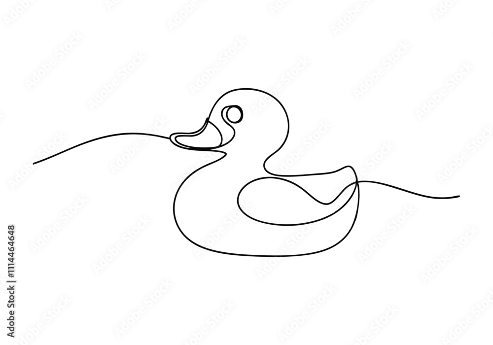 Continuous One-Line Drawing of a Rubber Duck - Minimalist Toy Design Continuous One-Line Drawing of a Rubber Duck - Minimalist Toy Design